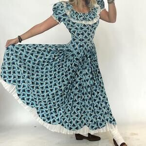 Women's Blue and White Dress